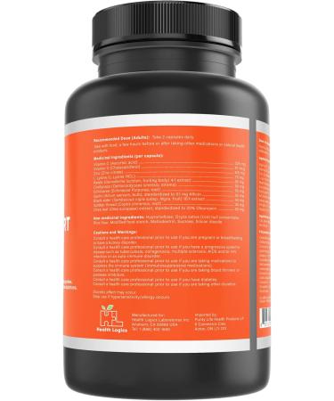 Health Logics Immune Support Formula - Vitamin C Vitamin D Zinc L-Lysine Echinacea Elderberry 30-Day Supply - Buy Online on SooperMarket.com