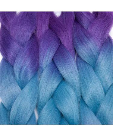 Tess Braids Extensions - 60 cm Jumbo Kanekalon Hair Braids (5 Pack) | Ombre Purple/Blue/Light Purple - Perfect for Box Braids | 100g/Bundle - Buy Online on SooperMarket.com