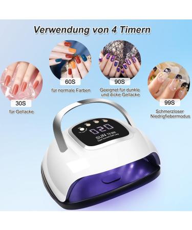 LKE 220W UV Nail Lamp - Gel Nails UV Lamp with Improved Charging 4 Timers LCD Display Infrared Sensor Removable Base & Handle - Best for Manicures - Buy Online on SooperMarket.com