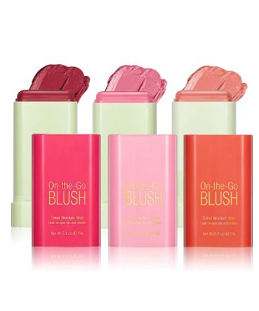 TBeautfave Lipstick Blush Stick Buildable Lightweight Cream Blush Waterproof Lightweight Blush Stick Cream Blusher Makeup Blends Perfectly onto Skin (3Color)