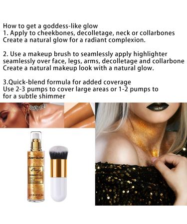 Shimmer Body Oil - Waterproof Liquid Luminizer for Face & Body | Gold Glow Illuminator & Moisturizer | Highlighter Makeup (1 Count - Buy Online on SooperMarket.com