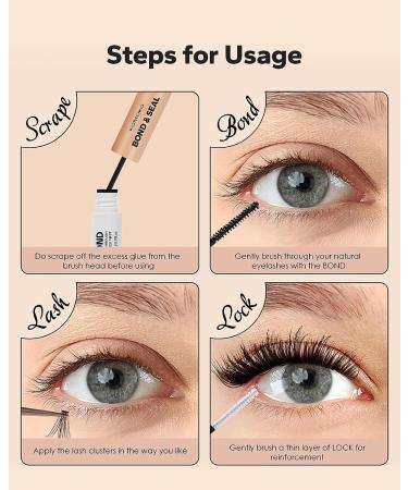 Komoko Lash Bond and Seal (10ML) - Super Strong Hold Waterproof Cluster Lash Glue for Long Lasting Individual Cluster Lashes | 48-72 Hours Bond and Seal - Buy Online on SooperMarket.com