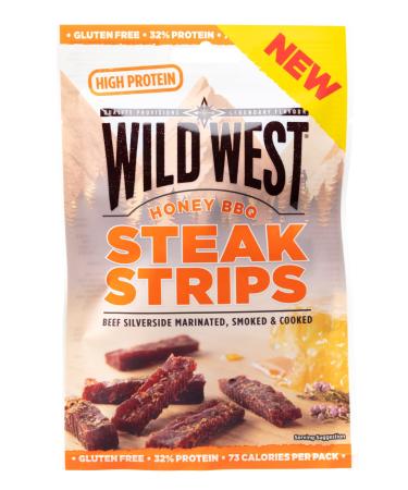 Wild West Steak Strips 25g Honey BBQ Beef Beef Jerky high Protein Dried Meat Protein Snack Honey BBQ 25 g (1 pack)