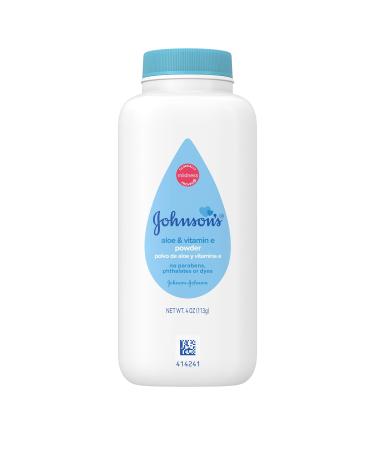 Johnson's Baby Naturally Derived Cornstarch Baby Powder with Aloe and Vitamin E for Delicate Skin, Hypoallergenic and Free of Parabens, Phthalates, and Dyes for Gentle Baby Skin Care, 4 oz Fragrance free 4 Ounce (Pack of 1)