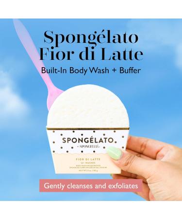 Spongelato Loofah Exfoliating Body Scrubber | Infused Body Wash | 14+ Uses | Fior de Latte (Vanilla) | International Shipping - Buy Online on SooperMarket.com