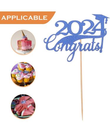 Cabilock 15pcs Graduation Cupcake Topper 2024 Congrats Cupcake Picks Class of 2024 Cupcake Insert Graduation Cupcake Decorations for 2024 Graduation Party Supplies Blue - Buy Online on SooperMarket.com