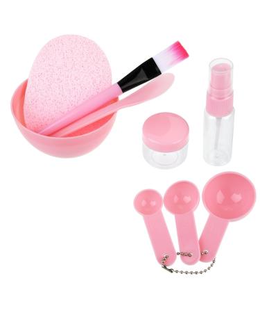 JZK 9 DIY face mask facial mask mixing bowl tool set kit including bowl spatula brush measuring spoons spray bottle little pot sponge pink