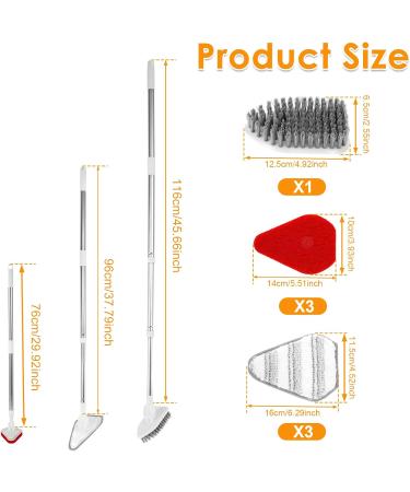 Keyohome Scrub Cleaning Brush with Telescopic Handle 180 Rotatable Tub Tile Scrubber Brush Detachable Shower Cleaner Brush 3 Kinds Brush Heads Stiff Bristle Scrub Sponge Microfibre Pad - Buy Online on SooperMarket.com