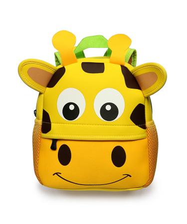 Hipiwe Little Kid Toddler Backpack Baby Boys Girls Kindergarten Pre School Bags Cute Neoprene Cartoon Backpacks for Children 1-3 Years Old,Size 9.45"x3.54"x9.84"(Giraffe)