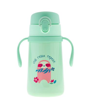 Stephen Joseph  Stainless Steel Double Wall Bottle with Handles and Weighted Straw  Training Cup  Sloth