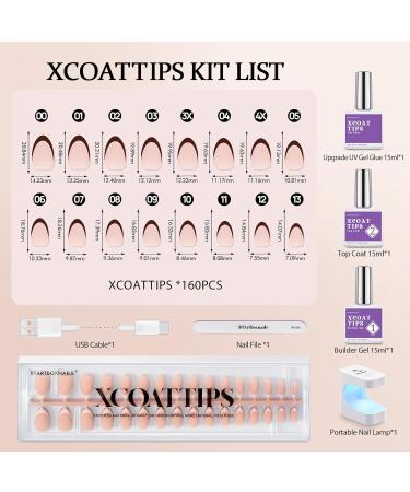 btartboxnails XCOATTIPS French Gel Nails | Almond Press-On Tips | Soak Off Acrylic & Nail Lamp - Perfect Skin Tones - Buy Online on SooperMarket.com