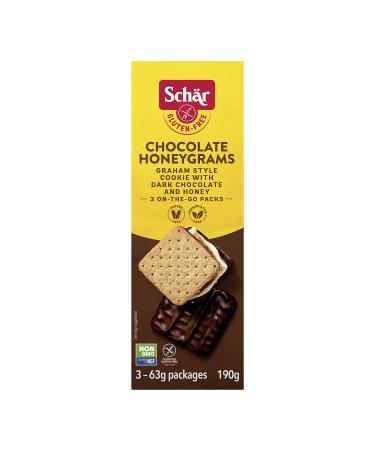 Schar Gluten-Free Chocolate Honeygrams - Non GMO Preservative Free Gluten-Free Graham Crackers Dipped in Chocolate 190g Chocolate dipped