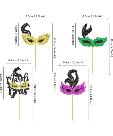 Cyodoos 24Pcs Masquerade Masks Cupcake Toppers Color Glitter Bachelorette Party Mask Cupcake Food Fruit Picks Masquerade Mardi Gras Party Baby Shower Birthday Party Cake Decor Supplies Masks1 - Buy Online on SooperMarket.com