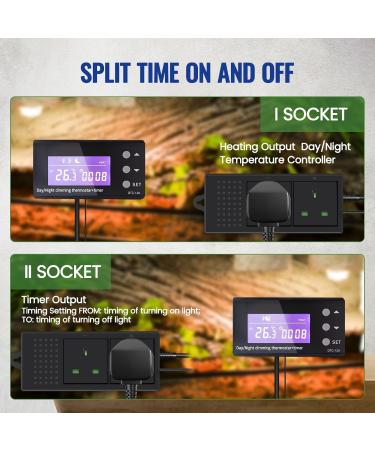 Bonlux PID Reptile Thermostat Plug Socket - Digital Dimmer Temperature Controller with Timer for Home Brew, Greenhouse, Reptile Vivarium - Heater Heat Mat Tube Heater - Buy Online on SooperMarket.com