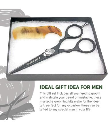 Lucky Franc's Beard Trimming Kit with Japanese Scissors and Ox Horn Combs for Men - Handmade Beard Care Set - Buy Online on SooperMarket.com