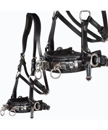 Heinick-Reitsport Professional Leather Cavesson - Black Stainless Steel Bit Strap Nosepiece for Thoroughbreds | International Shipping Available - Buy Online on SooperMarket.com