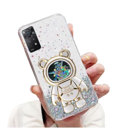 Tivenfezk Nadoli for Xiaomi Redmi Note 12 Pro 4G Treisand B r Astronaut Hidden Stand Shell cartoon glitter astronaut stand Soft silicone bling cell phone cover through view protective cover Xiaomi Redmi Note 12 Pro 4g clear