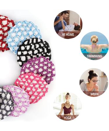 Hair Net Chignon 12 Bun Hairstyle Aid Fabric Knot Net with Glitter Rhinestones Hair Net Riding Tournament Set for Gymnastics Rhythmic Gymnastics Ballet Figure Skating - Buy Online on SooperMarket.com