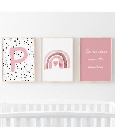 Pompom Prints Set of 3 Girls Bedroom Prints Rainbow Nursery Prints Scandi Boho Style Nursery Decor Playroom Prints Picture Frames not Included (5x7 Inch P) 5x7 Inch P