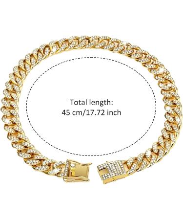 Cuban Connection Dog Collar - 17.7 Cuban Link Chain Alloy Diamond Gold Bling Jewelry for Dogs & Cats - Buy Online on SooperMarket.com