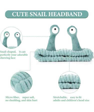 WLLHYF Spa Headband Face Wash Wristband Set Makeup Head Band Snail Coral Fleece Hair Band Skincare Hairband Elastic Creative Cartoon Head Wraps Cute Hair Accessories for Women Girls (Green) - Buy Online on SooperMarket.com