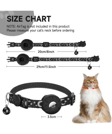 JARDILIFE 2-Pack Airtag Cat Collar Refective Collar for Cat with Safety Buckle and Waterproof Air Tag Holder Cat Airtag Collar Compatible with Apple Airtag for Kittens and Puppies-Black&Black - Buy Online on SooperMarket.com