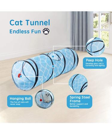 WH Cat Tunnels for Indoor Cats - Collapsible Tube Toy & Interactive Play Tent in Blue - Buy Online on SooperMarket.com