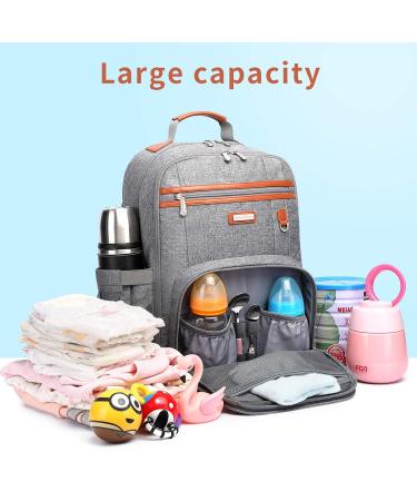 Waterproof Baby Diaper Bag Backpack with Changing Pad - Large Capacity Travel Bookbag for Mom - Grey - Buy Online on SooperMarket.com