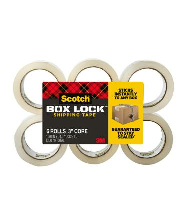 Scotch Box Lock Packaging Tape, 6 Rolls, 1.88 in x 54.6 yd, Extreme Grip Packing, Shipping and Mailing Tape, Sticks Instantly to Any Box (3950-6)