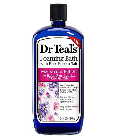 Menstrual Relief Foaming Bath with Pure Epsom Salt with Herbal Plant Complex & Essential Oils-34 oz