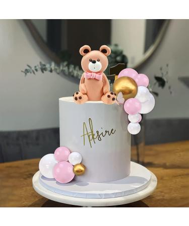 Mini Bear Cake Toppers - Gold, Pink, White Pearl Decorations for Baby Shower & Birthday Party - Teddy Bear Theme Supplies (Pink) - Buy Online on SooperMarket.com