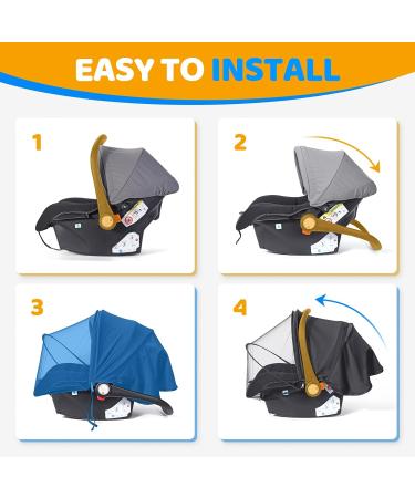 Buy Orzbow 2-in-1 Insect & Sun Protection for Baby Seats | Breathable UPF 50+ Sun Sail & Universal Mosquito Net for Maxi-Cosi Cybex Joie Black Deluxe - Buy Online on SooperMarket.com