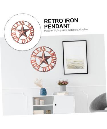 Cabilock Retro Wrought Iron Disc Ornament Rustic Decor for Home Wall Creative Hanging Decor Indoor Crafts - Buy Online on SooperMarket.com