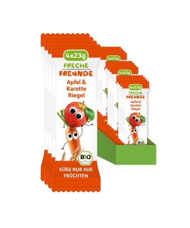Cheeky Friends Organic Fruit Return Apple & Carrot for babies and children from 1 year without adding sugar vegan lactose -free 12 x (4 x 23g) apple & carrot 4 pieces (12 pack)