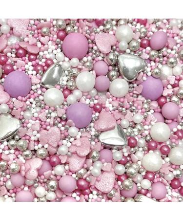 mothers day sprinkles pink lilac silver hearts white pastel purple cupcake cookies cake topper pearls chocolate balls 100s 1000s wedding engagement hen party love anniversary decoration GALENTINES