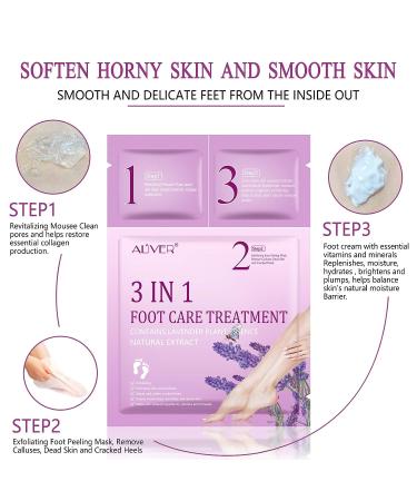 Foot Peel Mask with Natural Lavender Extract - 3 Pack for Smooth, Soft Feet | Removes Dead Skin & Calluses - Easy 3 Step Foot Care System - Buy Online on SooperMarket.com