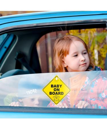 Bewudy 2 PCS Baby on Board Car Warning Sign - Elephant Design | Reusable Baby in Car Sticker with Suction Cups - Buy Online on SooperMarket.com