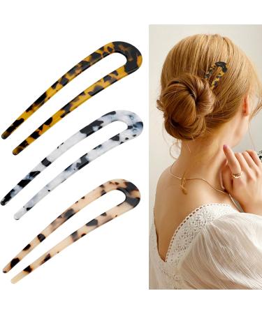 U-shaped Hairpin 3 Cellulose Acetate Acrylic Hairpin Pill Head Chinese Ancient Style Tortoise Shell U Shaped Simple Coiffure Elegant Cheongsam Matching Hair Accessories Hair Fork French (A) - Buy Online on SooperMarket.com