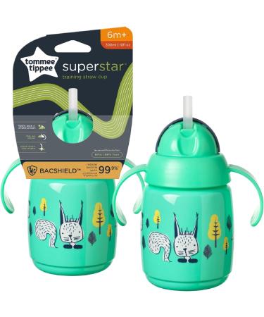 Tommee Tippee Superstar Weighted Straw Cup 300ml Green | Toddler Cup with INTELLIVALVE Leak-Proof Technology | BACSHIELD Antibacterial | 6m+ | Pack of 1 - Buy Online on SooperMarket.com