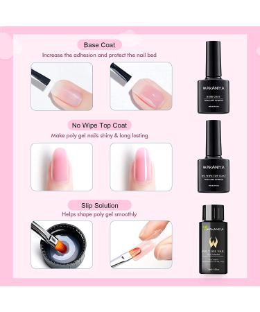 Pink Nude Glitter Poly Gel Nail Kit with Lamp - Easy Quick Builder Gel with Rhinestone & Dual Forms - Complete Poly Nail Gel Kit in Nude Pink Colors - Buy Online on SooperMarket.com