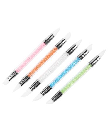 Emmi Nail Silicon brush 5 Set i brush for gel nails I for color gels 3D & UV gels i with silicone tip for different nail art I disinfected