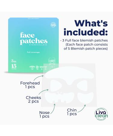 LivaClean Hydrocolloid Face Mask - 15 CT Pore & Chin Zit Patches | Large Hydrocolloid Pimple Patch Strips for Acne Care - Buy Online on SooperMarket.com
