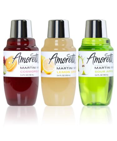 Amoretti Premium Martini Cocktail Mix Classic Minis (Cosmopolitan, Lemon Drop and Sour Apple), 3.4 Fl Oz (Pack of 3)