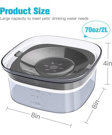 UPSKY 70oz No Spill Dog Water Bowl - Large Capacity Slow Feeder & Transparent Dispenser for Dogs and Cats - Travel-Friendly Design - Grey - Buy Online on SooperMarket.com