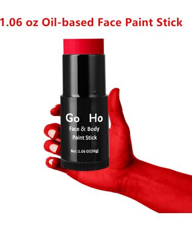 Go Ho Cream Red Face Paint Stick (1.06 Oz) - Ideal for Halloween Cosplay, Joker Clown SFX Makeup - Waterproof Formula for Adults & Children - Buy Online on SooperMarket.com