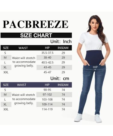 PACBREEZE Maternity Jeans Over Belly Slim High Waist Denim Pants, Ripped Indigo Blue XXL - Buy Online on SooperMarket.com