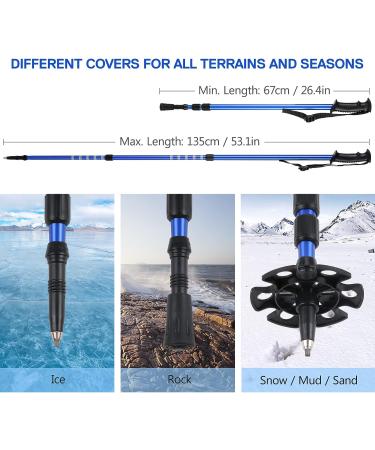 Lixada 23-Inch Lightweight Aluminum Alloy Snowshoes with Adjustable Bindings, Trekking Poles, and Carrying Bag - Blue - Buy Online on SooperMarket.com
