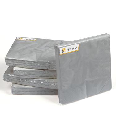 HEKU 100 Single-Colored 3-Layer Napkins | 33x33cm | High-Quality Absorbent Napkins for Events & Gastronomy | Stylish Silver 5-Pack - Shop Internationally! - Buy Online on SooperMarket.com