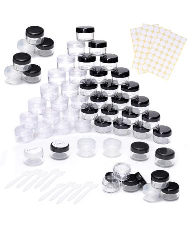 100 pieces of jaws 5ml empty can mini clear cremal trial transparent cream glas cosmetic bottle container with screw cap used for lip balm lotion black-black transparent 50 PCs Transparent 50PCs Noir