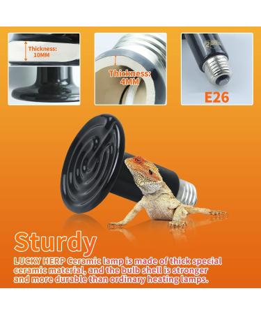 LUCKY HERP Ceramic Heat Emitter 150W 2 Pack Ceramic Heat Lamp for Reptiles Reptile Heat Basking Bulbs for Amphibian Bearded Dragon Turtle Chicken 150.0 Watts - Buy Online on SooperMarket.com